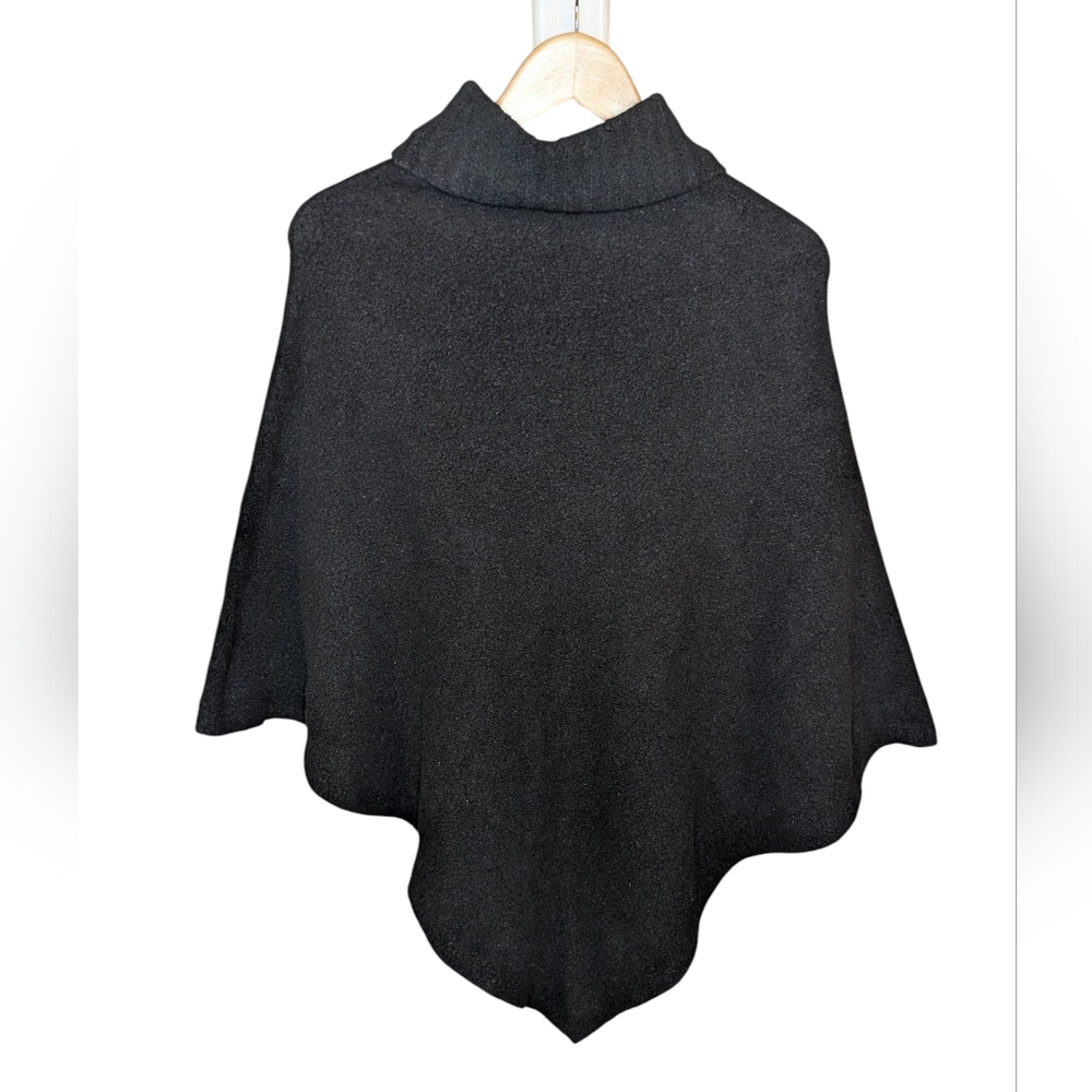J.Jill Black Bouclé Knit Turtleneck Poncho Sweater One Size - Picture 7 of 10